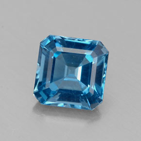 1.90カラットの天然ロンドンブルートパーズ（7×7 mm・エメラルドカット）