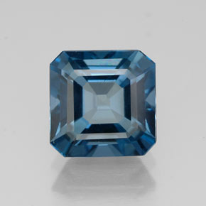 1.87カラットの天然ロンドンブルートパーズ（7×7 mm・エメラルドカット）