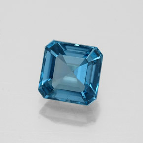 1.40カラットの天然ロンドンブルートパーズ（6.3×6.2 mm・エメラルドカット）