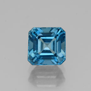 1.71カラットの天然ロンドンブルートパーズ（6.2×6.1 mm・エメラルドカット）