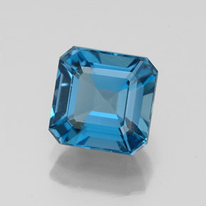2.44カラットの天然ロンドンブルートパーズ（7.3×7.2 mm・エメラルドカット）