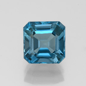 1.44カラットの天然ロンドンブルートパーズ（6.2×6.1 mm・エメラルドカット）