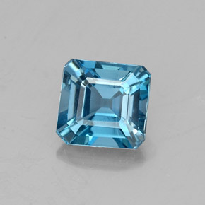 1.23カラットの天然ロンドンブルートパーズ（5.9×5.7 mm・エメラルドカット）