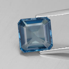 2.72カラットの天然ロンドンブルートパーズ（8.3×8.2 mm・エメラルドカット）