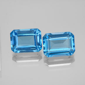 カラットの天然スイスブルートパーズ（8.2×6.2 mm・エメラルドカット）