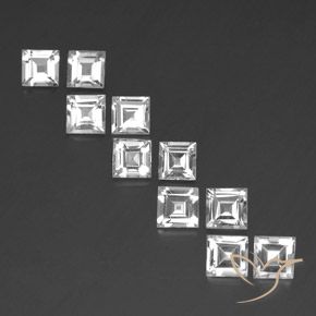 7.45ctw 天然 ホワイト トパーズ, 四角形, VVS-VS