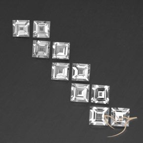 7.15ctw 天然 ホワイト トパーズ, 四角形, VVS-VS
