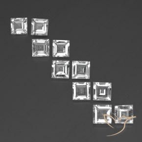 7.45ctw 天然 クリアホワイト トパーズ, 四角形, VVS-VS