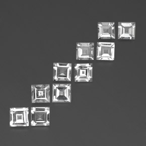 カラットの天然ホワイトトパーズ（5×5 mm・四角）