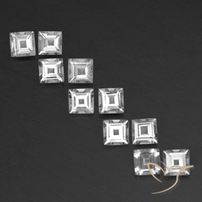 3.81ctw 天然 ホワイト トパーズ, 四角形, VVS-VS