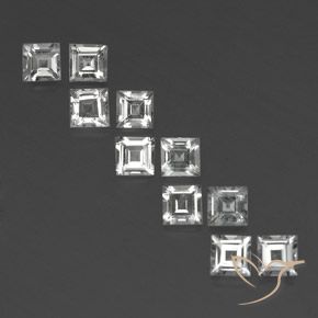 4.12ctw 天然 クリアホワイト トパーズ, 四角形, VS