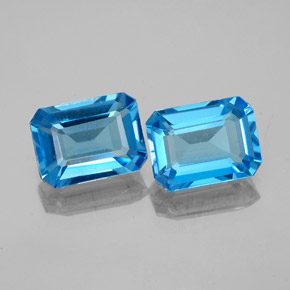 3.49カラットの天然スイスブルートパーズ（8.1×6 mm・エメラルドカット）