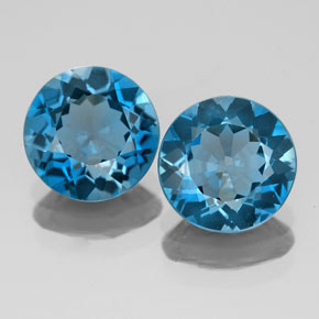 カラットの天然ロンドンブルートパーズ（7.89 mm・ラウンドカット）