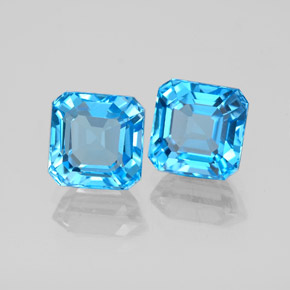 カラットの天然スイスブルートパーズ（7.1×7 mm・エメラルドカット）