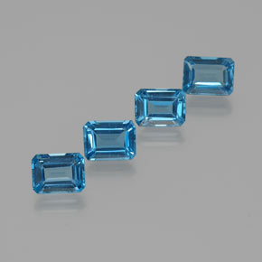 8.16カラットの天然ロンドンブルートパーズ（8.1×6.1 mm・エメラルドカット）
