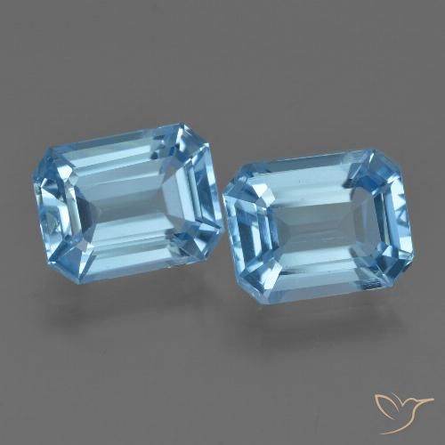 5.33カラットの天然スイスブルートパーズ（8.9×7 mm・エメラルドカット）