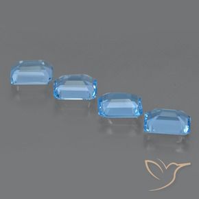 7.31カラットの天然スイスブルートパーズ（8×6.1 mm・エメラルドカット）