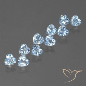 2.83カラットの天然スカイブルートパーズ（4×4 mm・ハート型）