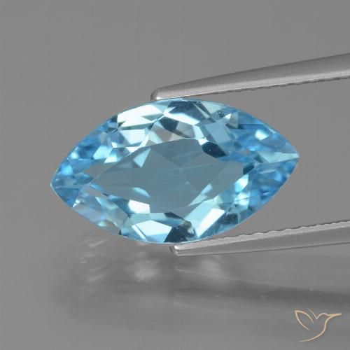 3.80ct 天然 スカイブルー トパーズ, マーキーズ, VVS