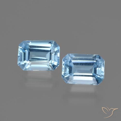 2.25ctw 天然 スカイブルー トパーズ, エメラルドカット, VVS-VS