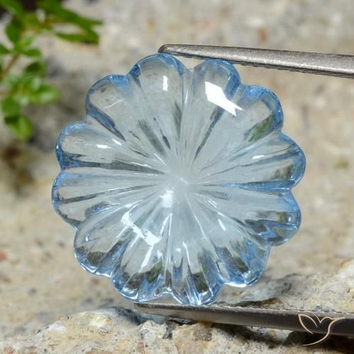 12.02ct 天然 スカイブルー トパーズ, フラワーカット, 透明