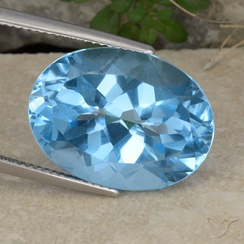 21.58ct 天然 スカイブルー トパーズ, 楕円形, VVS-VS