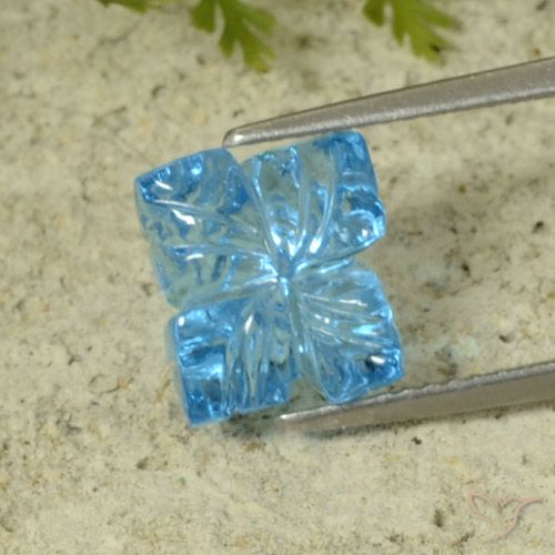 5.16ct 天然 スイスブルー トパーズ, フラワーカット, 透明