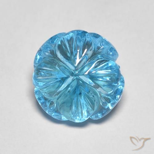 2.95ct 天然 スイスブルー トパーズ, フラワーカット, 透明