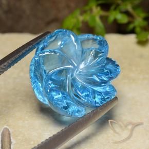 17.92カラットの天然スイスブルートパーズ、フラワーカット、透明