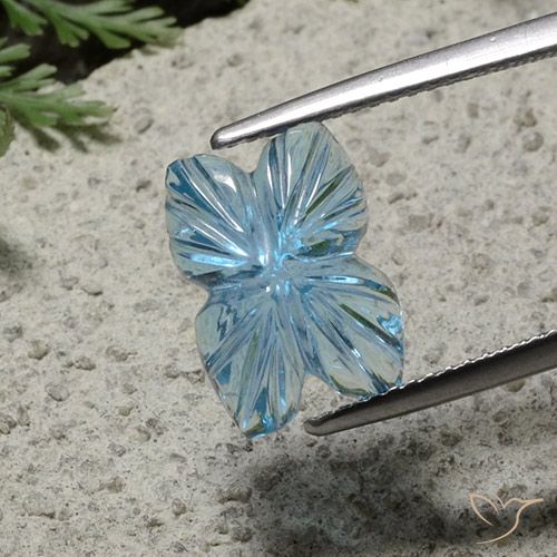 5.72ct 天然 スイスブルー トパーズ, フラワーカット, 透明