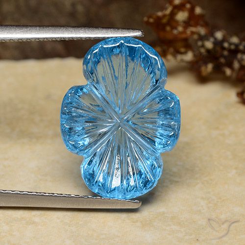 9.28ct 天然 スイスブルー トパーズ, フラワーカット, 透明