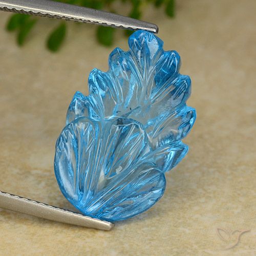 15.58ct 天然 スイスブルー トパーズ, フラワーカット, 透明