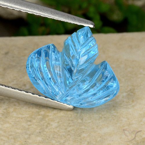 5.65ct 天然 スイスブルー トパーズ, フラワーカット, 透明