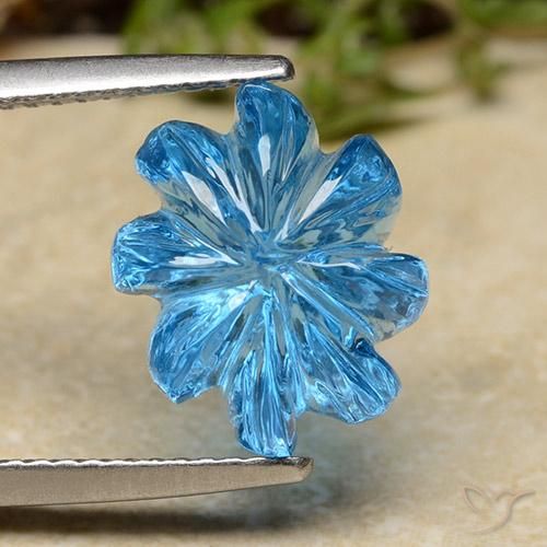 7.62ct 天然 スイスブルー トパーズ, フラワーカット, 透明