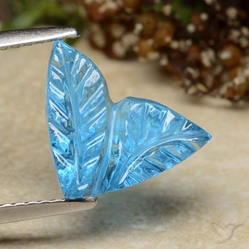 4.41ct 天然 スイスブルー トパーズ, フラワーカット, 透明