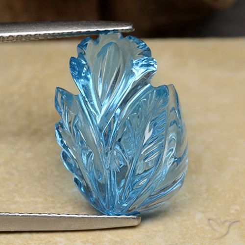 13.62ct 天然 スイスブルー トパーズ, フラワーカット, 透明