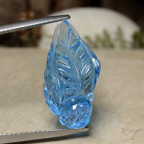 16.08ct 天然 スカイブルー トパーズ, フラワーカット, 透明