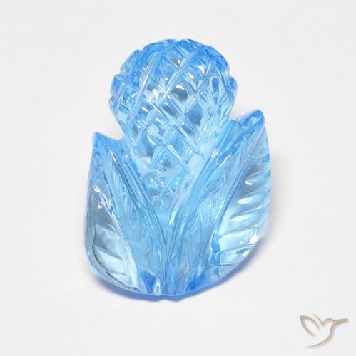 7.44ct 天然 スカイブルー トパーズ, フラワーカット, 透明