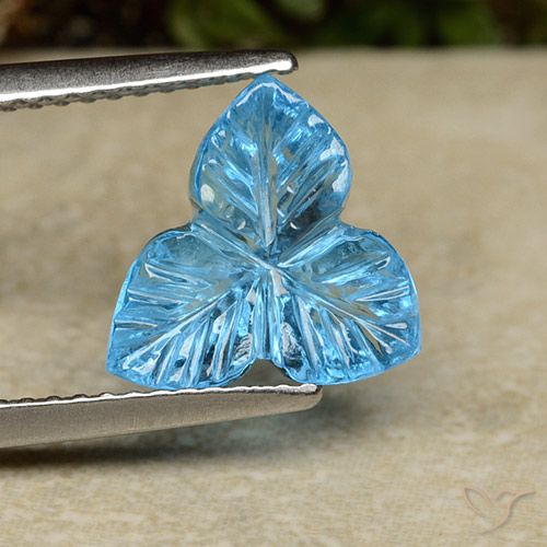 3.51ct 天然 スイスブルー トパーズ, フラワーカット, 透明