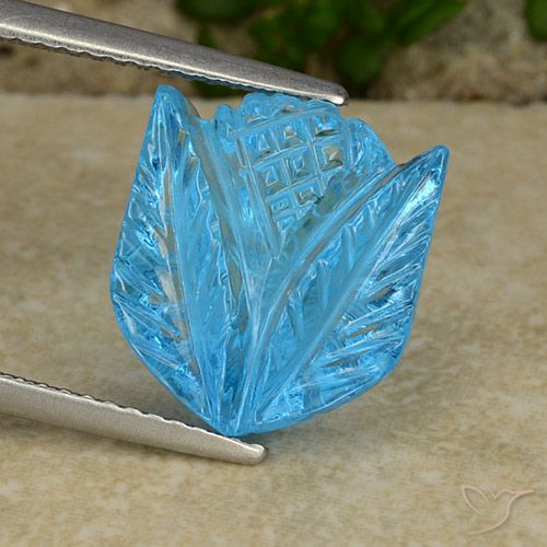 8.41ct 天然 スイスブルー トパーズ, フラワーカット, 透明
