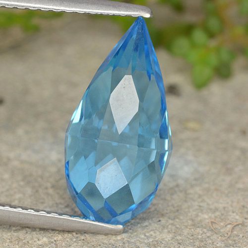 6.64ct 天然 スイスブルー トパーズ, ブリオレット, VS