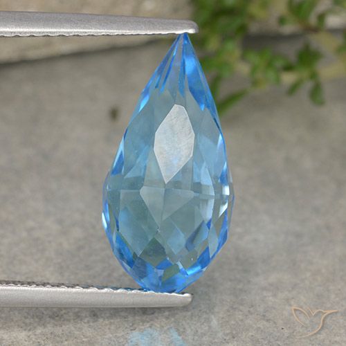 6.65ct 天然 スイスブルー トパーズ, ブリオレット, VVS-VS