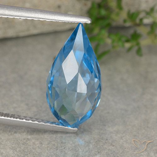 6.71ct 天然 スイスブルー トパーズ, ブリオレット, VVS-VS