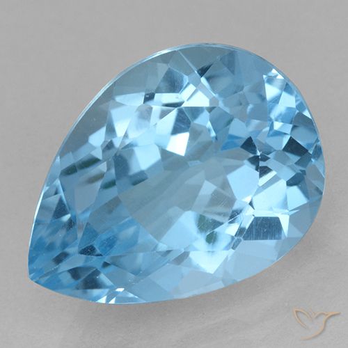 15.12ct 天然 スカイブルー トパーズ, 洋梨の形, VVS-VS