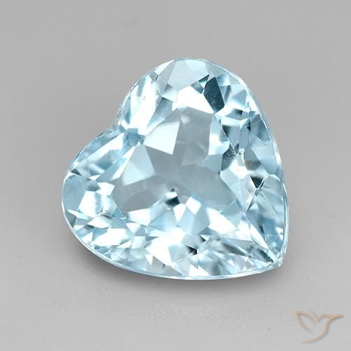 4.28ct 天然 スカイブルー トパーズ, 心臓, VVS-VS