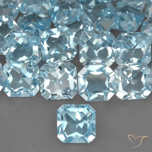 3.04ct 天然 スカイブルー トパーズ, エメラルドカット, VVS-VS