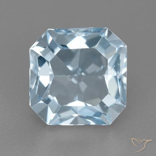 3.27ct 天然 スカイブルー トパーズ, エメラルドカット, VVS-VS