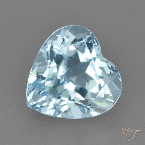 3.98ct 天然 スカイブルー トパーズ, 心臓, VVS-VS