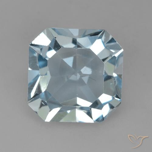 3.88ct 天然 スカイブルー トパーズ, エメラルドカット, VVS-VS