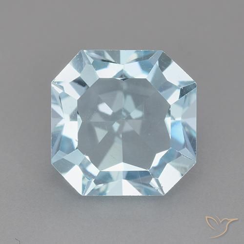 3.94ct 天然 スカイブルー トパーズ, エメラルドカット, VVS-VS